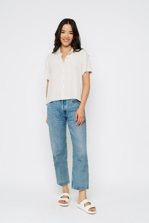 Nina-Roll Cuff Short Sleeve Shirt