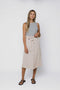 Sally-Button Front Midi Skirt