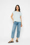 Daisy-Textured Rib Roll Cuff Tee