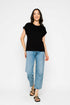 Daisy-Textured Rib Roll Cuff Tee