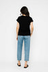 Daisy-Textured Rib Roll Cuff Tee