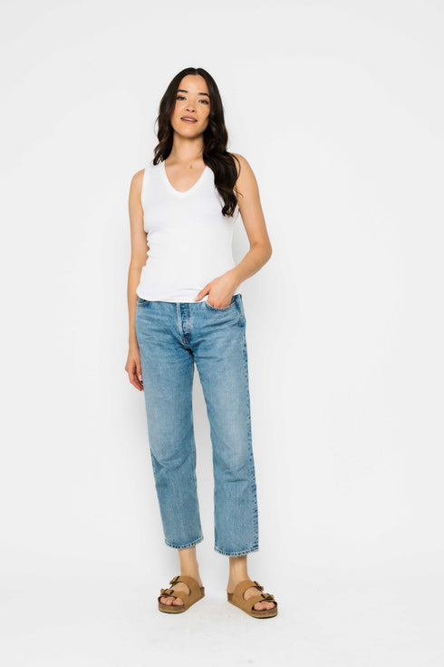 Joelle-Textured Vee Neck Tank