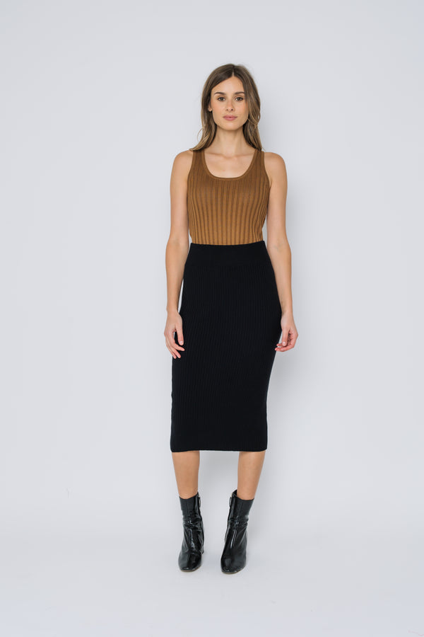 Lynne-Rib Knit Midi Skirt