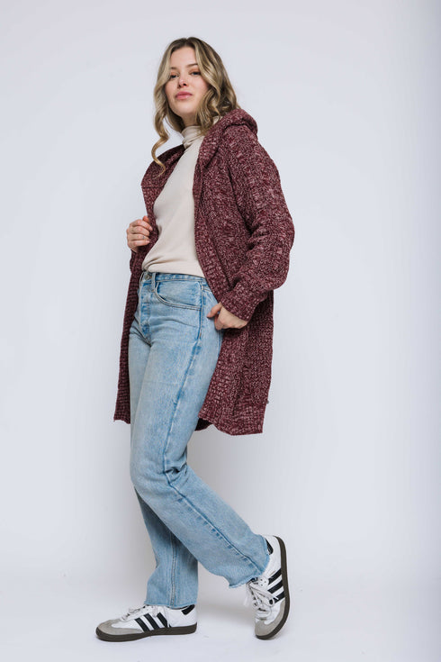 Olivia-Hooded Cable Cardigan