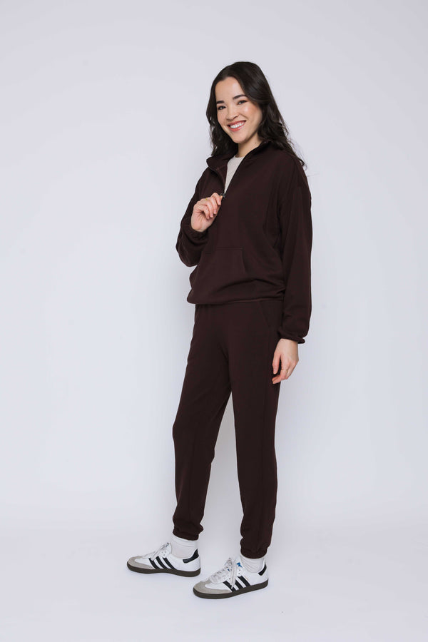 Everly-Luxe Fleece 1/2 Zip Mock neck