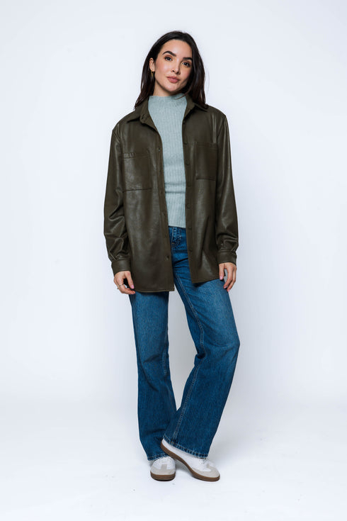 Harper SAMPLE-Faux Leather Button up