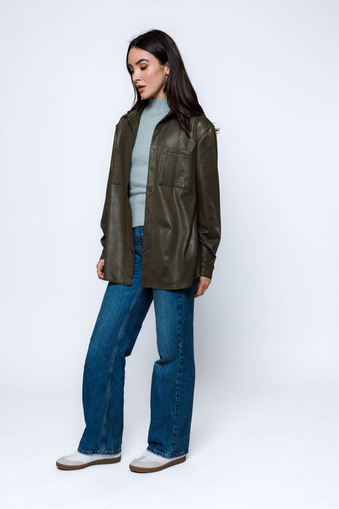Harper SAMPLE-Faux Leather Button up