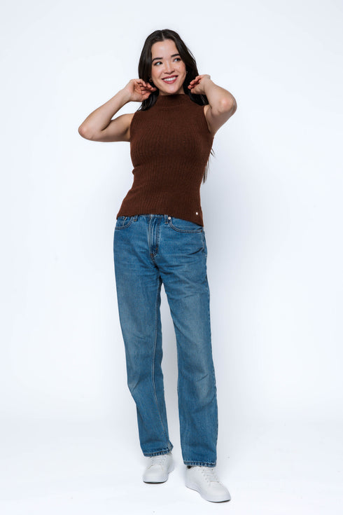 Kimmie-Mock Neck Sweater Tank