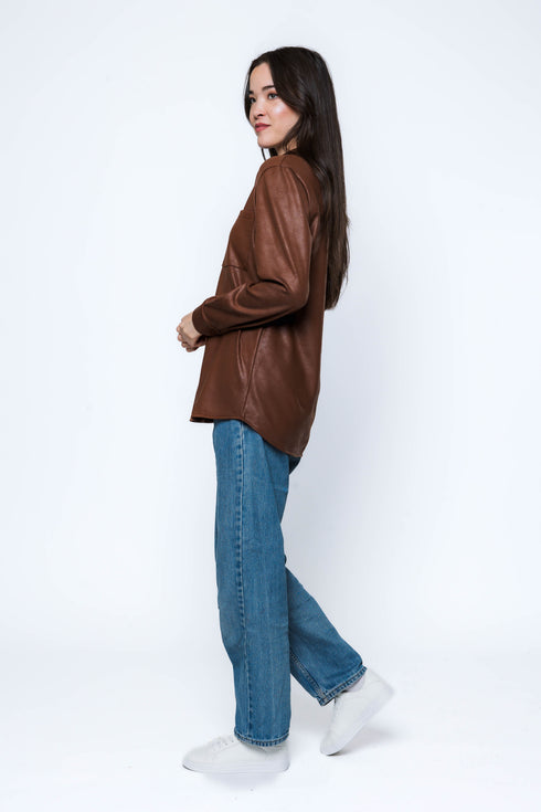 Harper SAMPLE-Faux Leather Button up