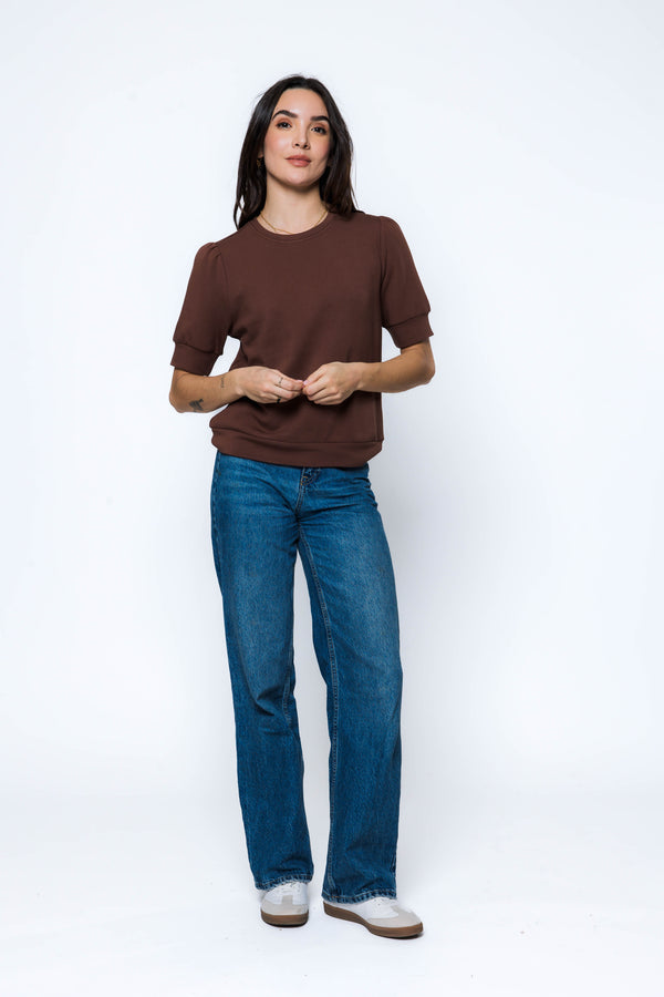 Bella-Luxe Fleece Half Sleeve Crew