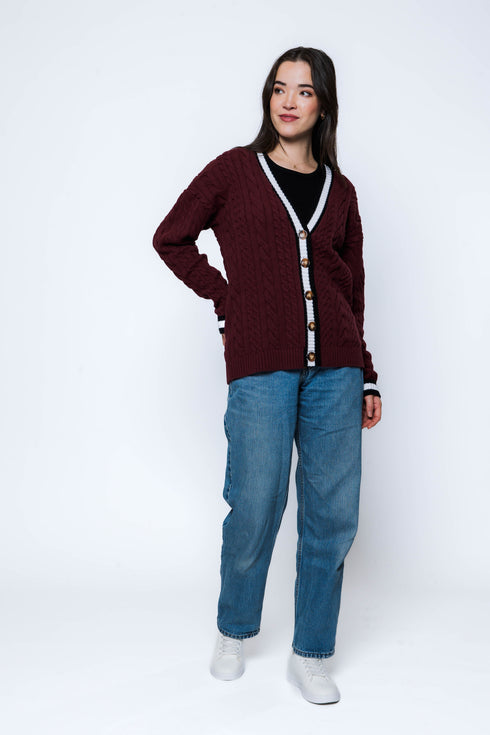 Lou-Cable Knit Cardigan