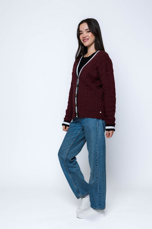 Lou-Cable Knit Cardigan