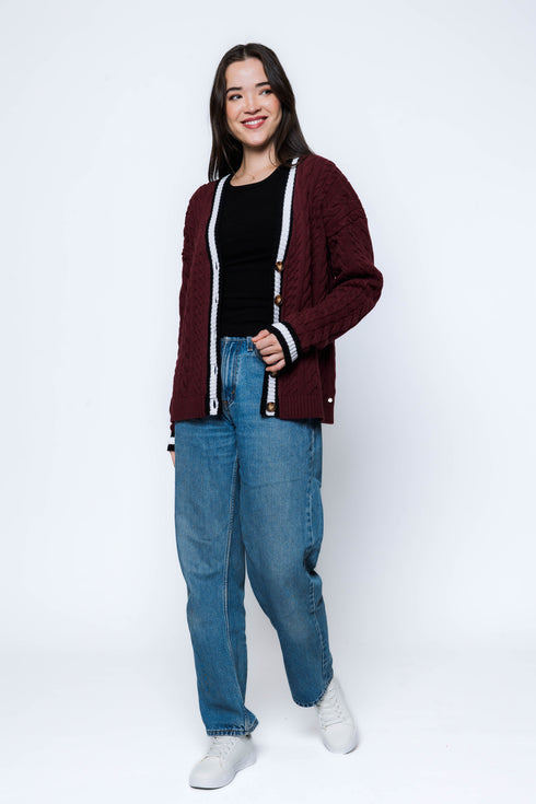 Lou-Cable Knit Cardigan