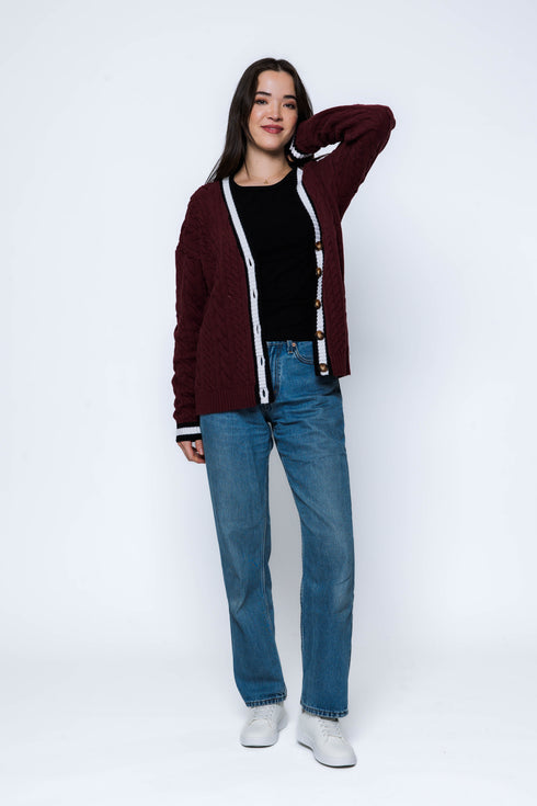 Lou-Cable Knit Cardigan