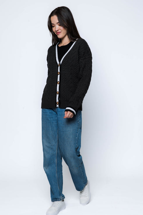 Lou-Cable Knit Cardigan
