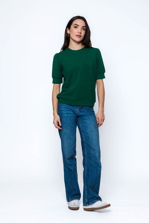 Bella-Luxe Fleece Half Sleeve Crew