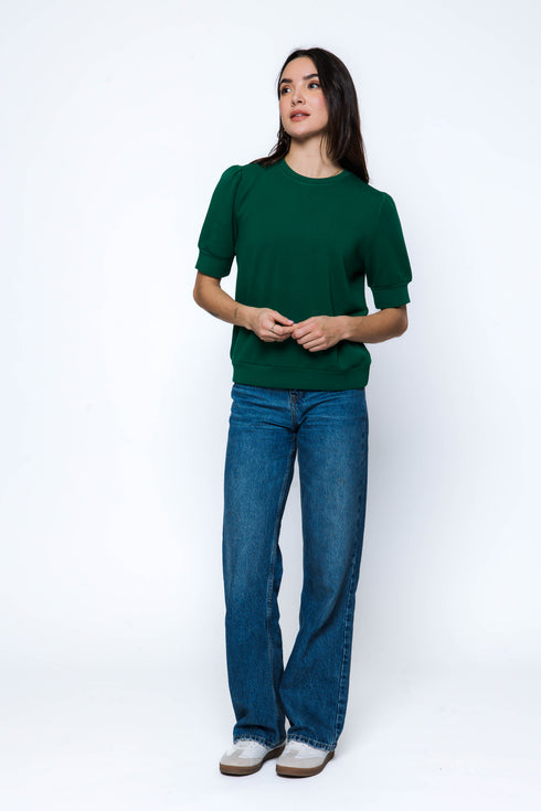 Bella-Luxe Fleece Half Sleeve Crew