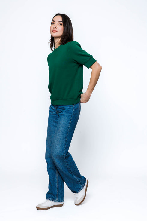 Bella-Luxe Fleece Half Sleeve Crew