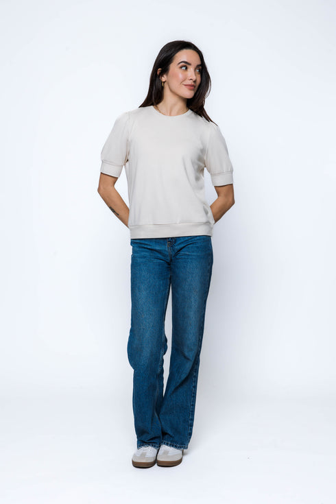 Bella-Luxe Fleece Half Sleeve Crew