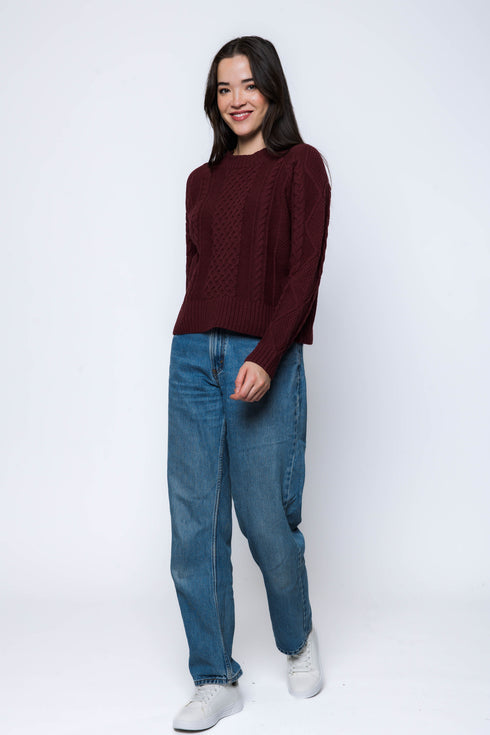 Willa-Cabled Raglan Pullover