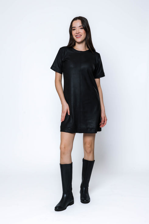 Shelly SAMPLE-Faux Leather Shift Dress