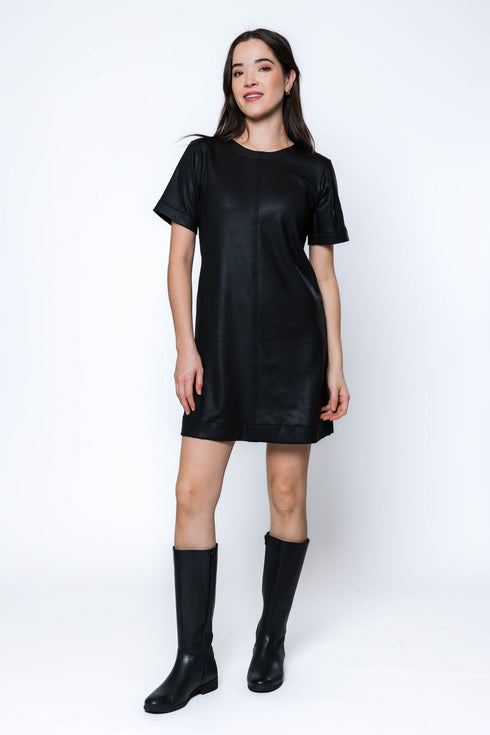 Shelly SAMPLE-Faux Leather Shift Dress