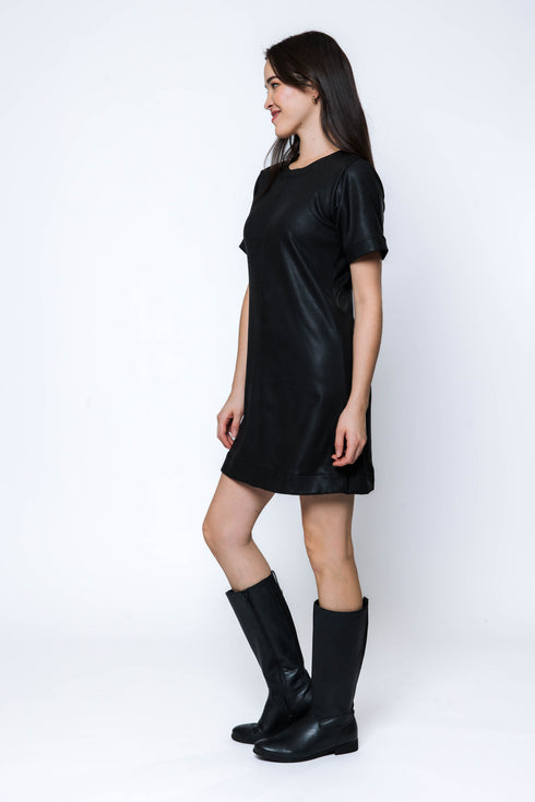 Shelly SAMPLE-Faux Leather Shift Dress
