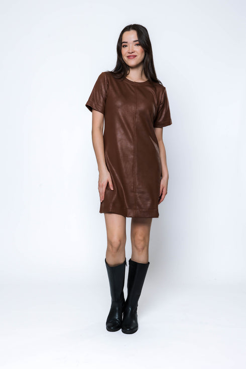 Shelly SAMPLE-Faux Leather Shift Dress