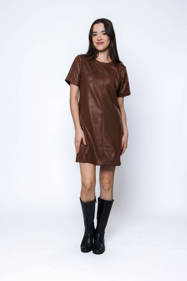 Shelly-Faux Leather Shift Dress