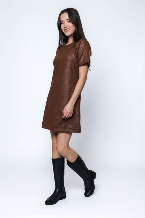 Shelly SAMPLE-Faux Leather Shift Dress