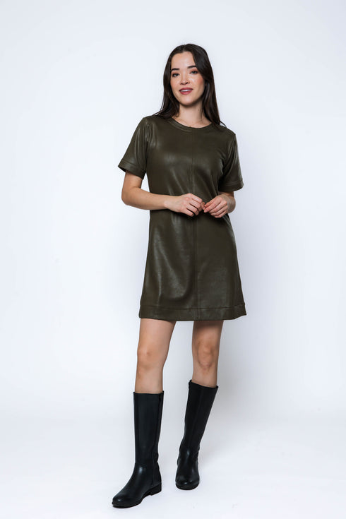 Shelly SAMPLE-Faux Leather Shift Dress