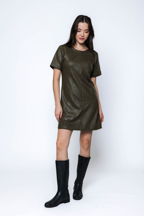 Shelly SAMPLE-Faux Leather Shift Dress