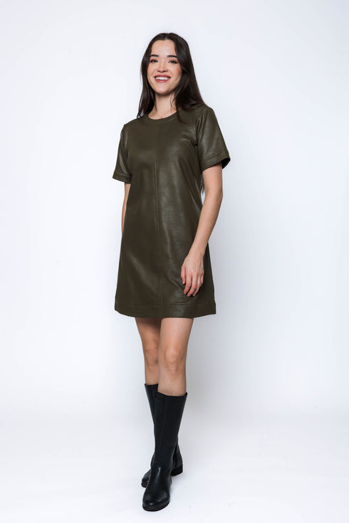 Shelly SAMPLE-Faux Leather Shift Dress