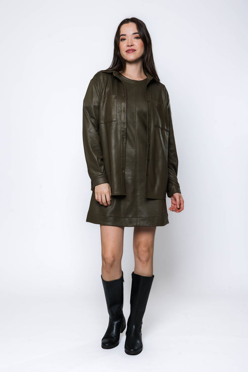 Harper SAMPLE-Faux Leather Button up
