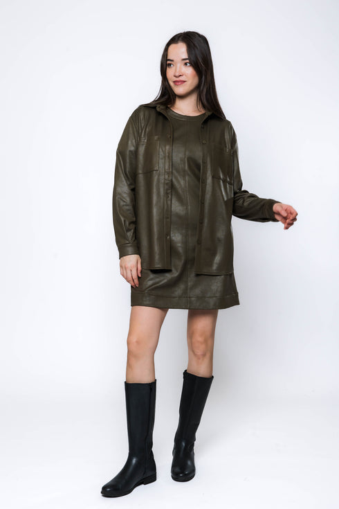 Harper SAMPLE-Faux Leather Button up