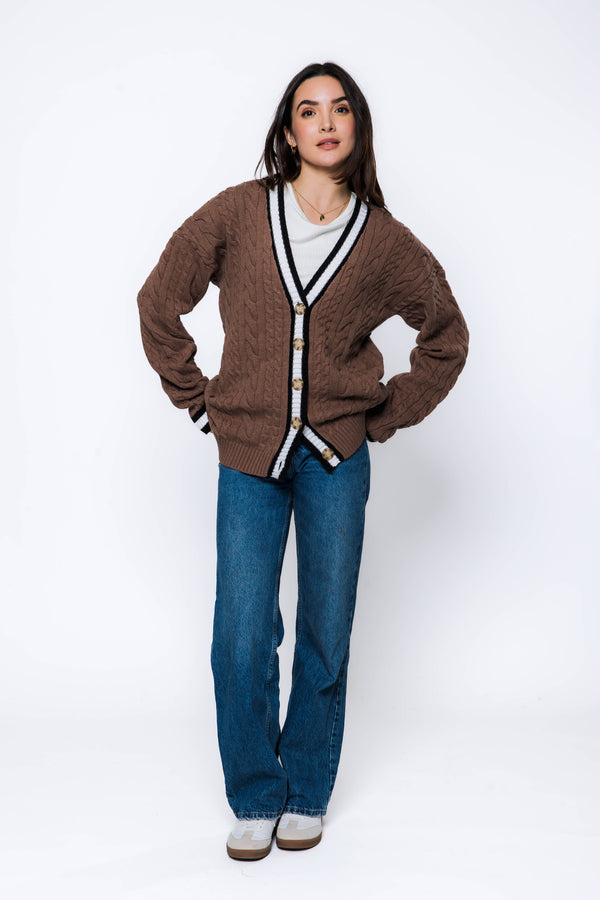 Lou-Cable Knit Cardigan