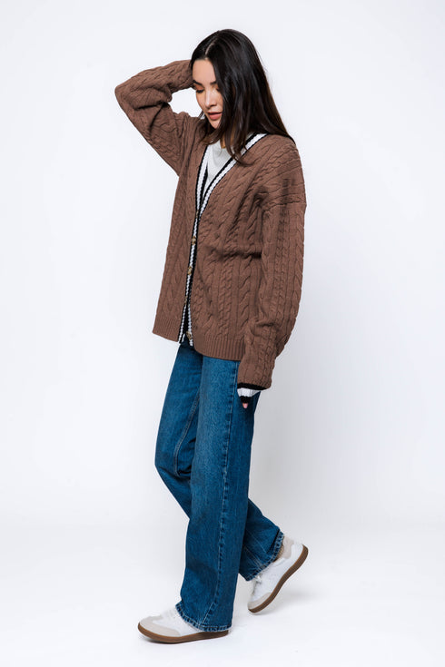 Lou-Cable Knit Cardigan
