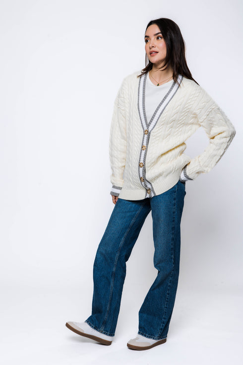 Lou-Cable Knit Cardigan