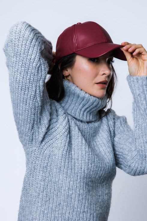 Classic-Faux Leather Baseball Cap-3pk