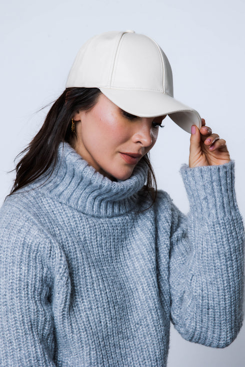 Classic-Faux Leather Baseball Cap-3pk