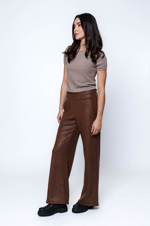 Cora-Faux Leather Wide Leg Pant