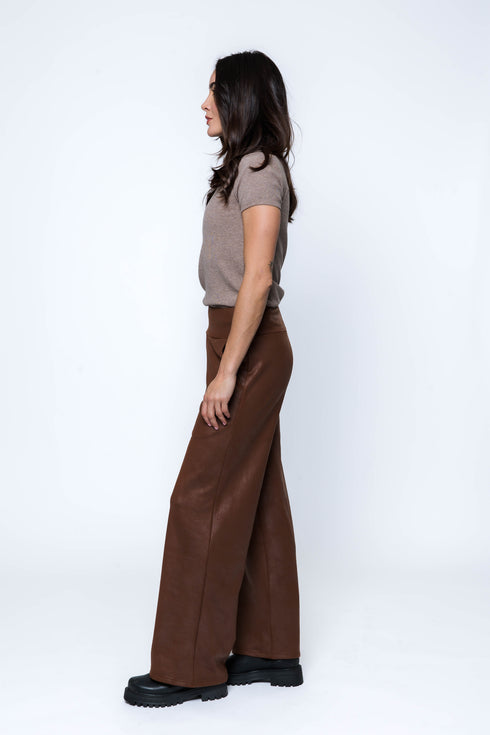 Cora-Faux Leather Wide Leg Pant