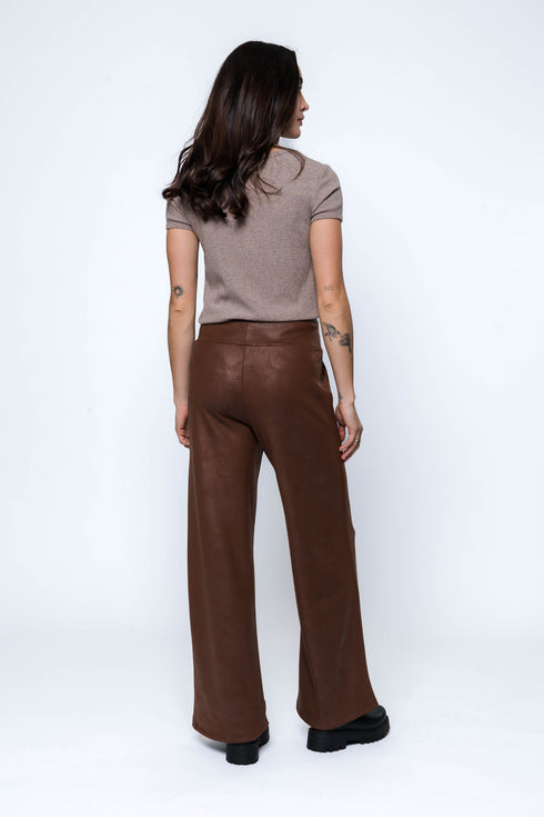 Cora-Faux Leather Wide Leg Pant
