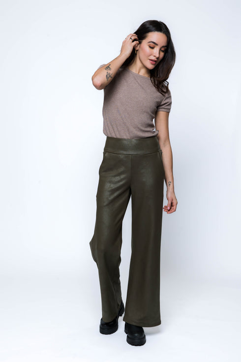 Cora-Faux Leather Wide Leg Pant