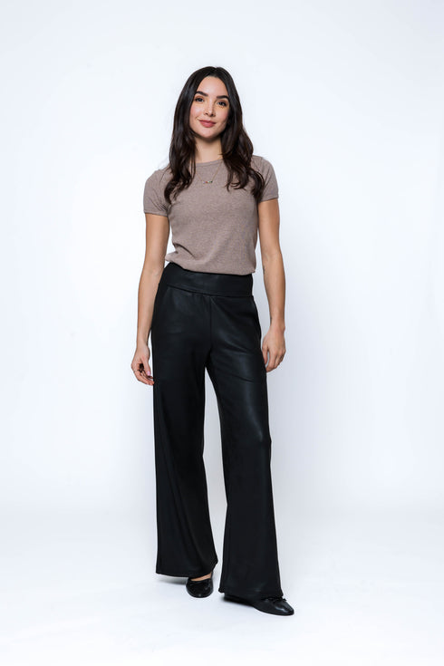 Cora-Faux Leather Wide Leg Pant