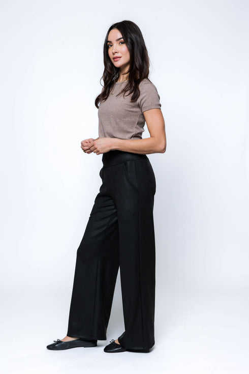 Cora-Faux Leather Wide Leg Pant