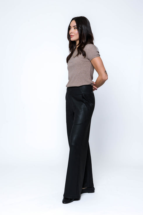 Cora-Faux Leather Wide Leg Pant