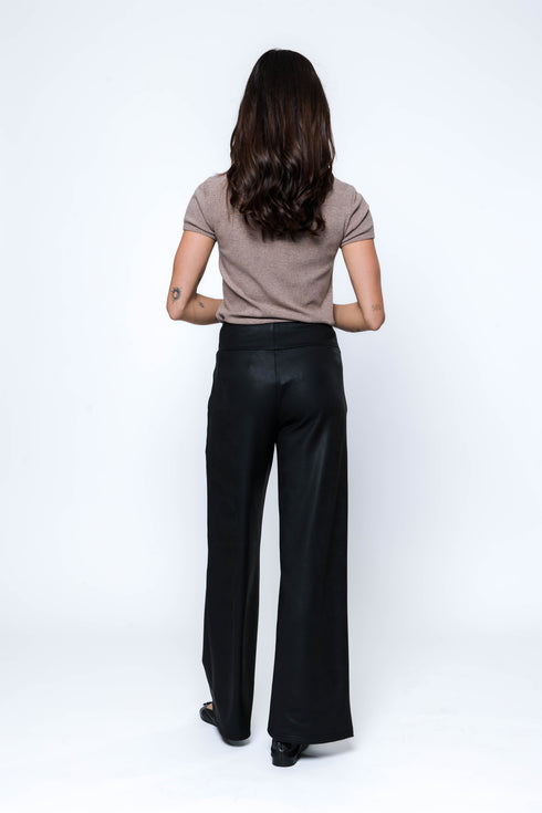 Cora-Faux Leather Wide Leg Pant