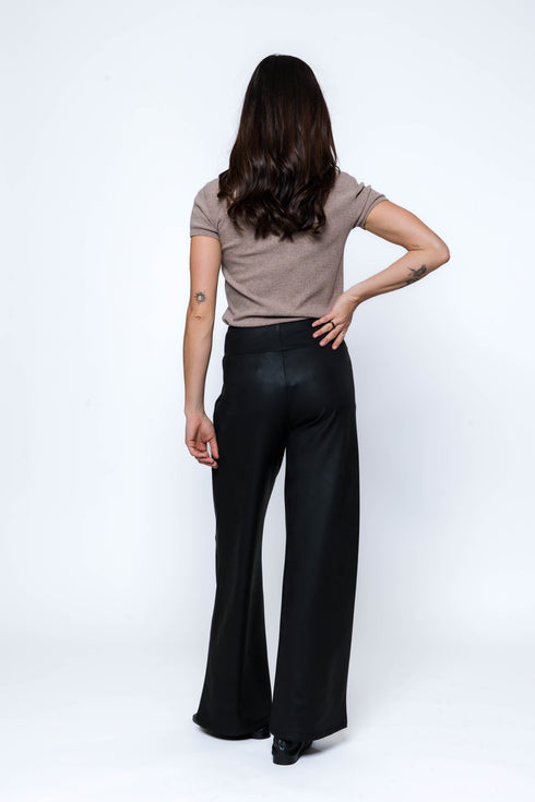 Cora-Faux Leather Wide Leg Pant