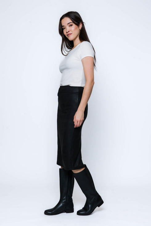 Erin SAMPLE-Faux Leather Midi Skirt